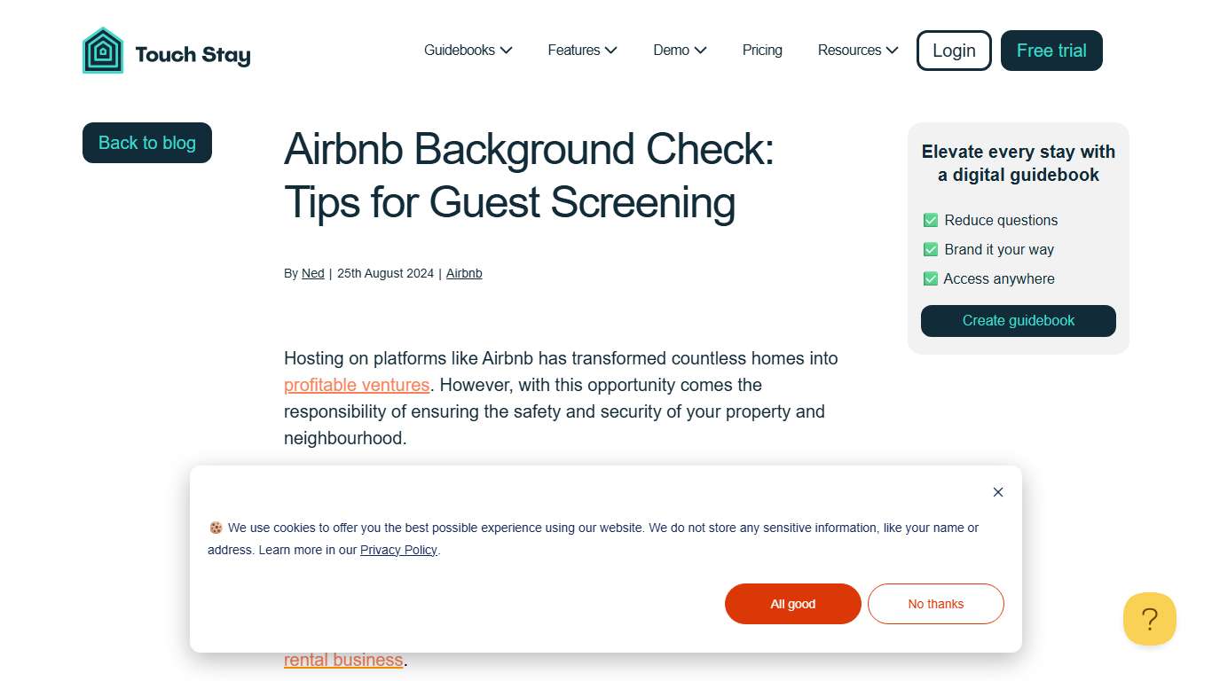 Airbnb Background Check: Tips for Guest Screening | Touchstay